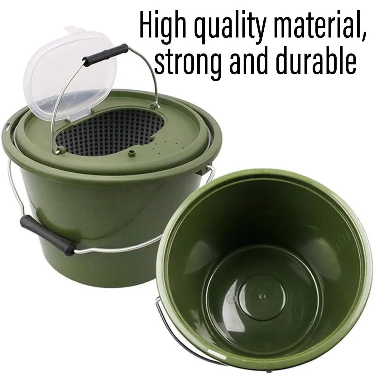 Portable Double Live Fish Bucket Breathable Fish Storage Container for Fishing - S