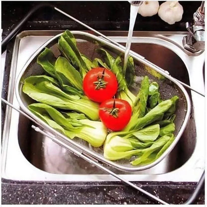 Stainless Steel Sink Basket Vegetable Washer Drain Rack Kitchen Storage Holder - 18x27x8cm