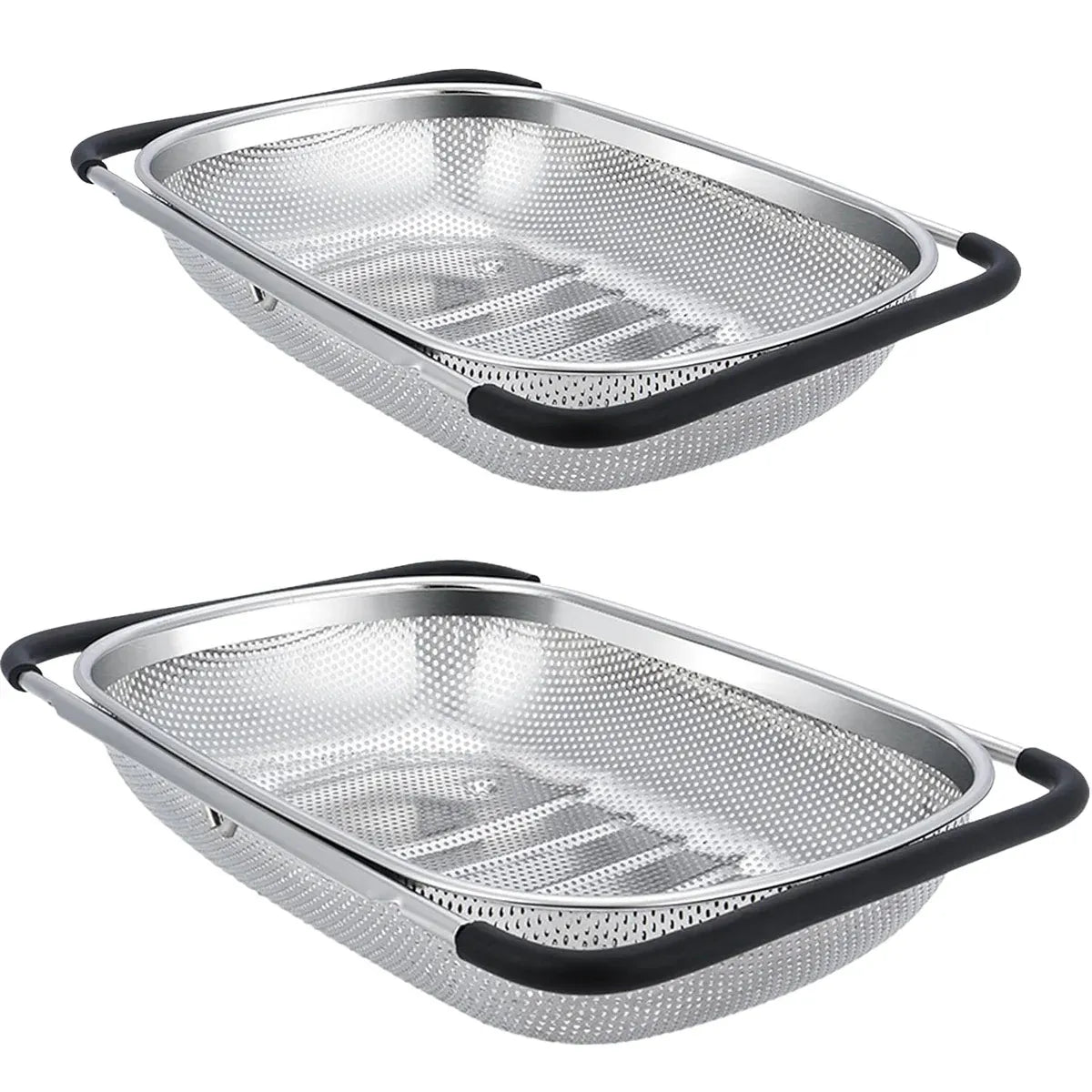 Stainless Steel Sink Basket Vegetable Washer Drain Rack Kitchen Storage Holder - 24x34x8cm