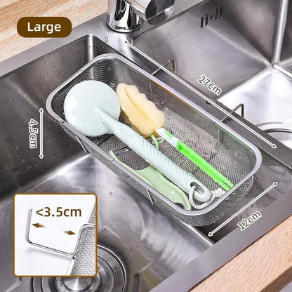 Stainless Steel Sink Drainer Basket Rack for Kitchen Dish Drying and Storage