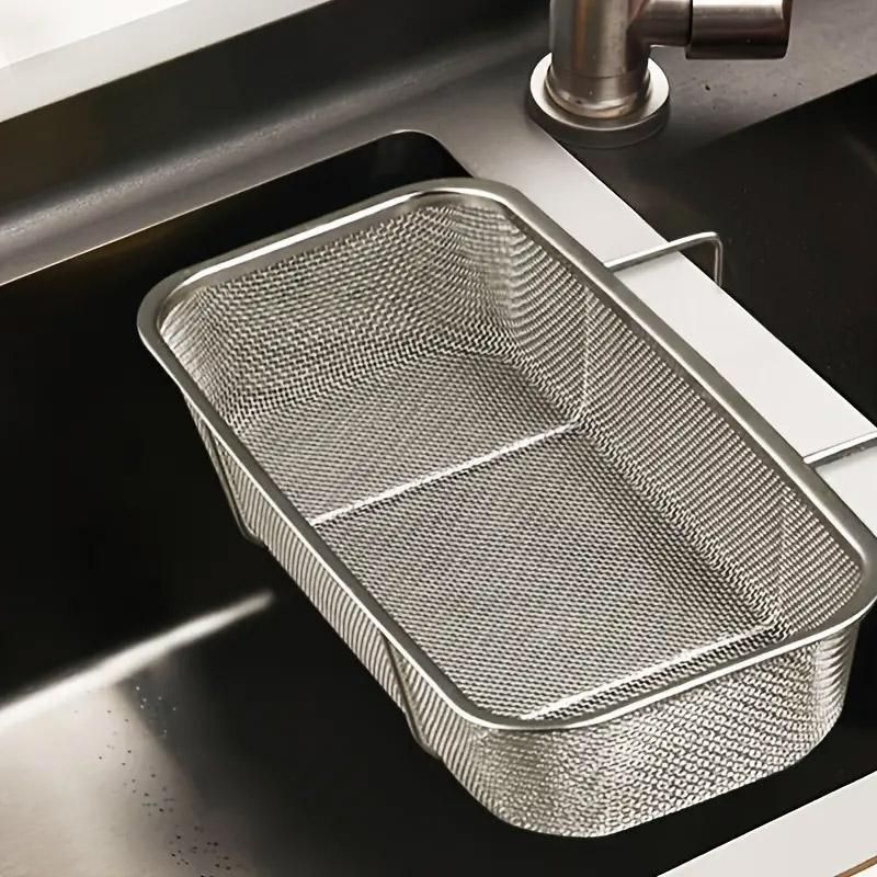 Stainless Steel Sink Drainer Basket Rack for Kitchen Dish Drying and Storage