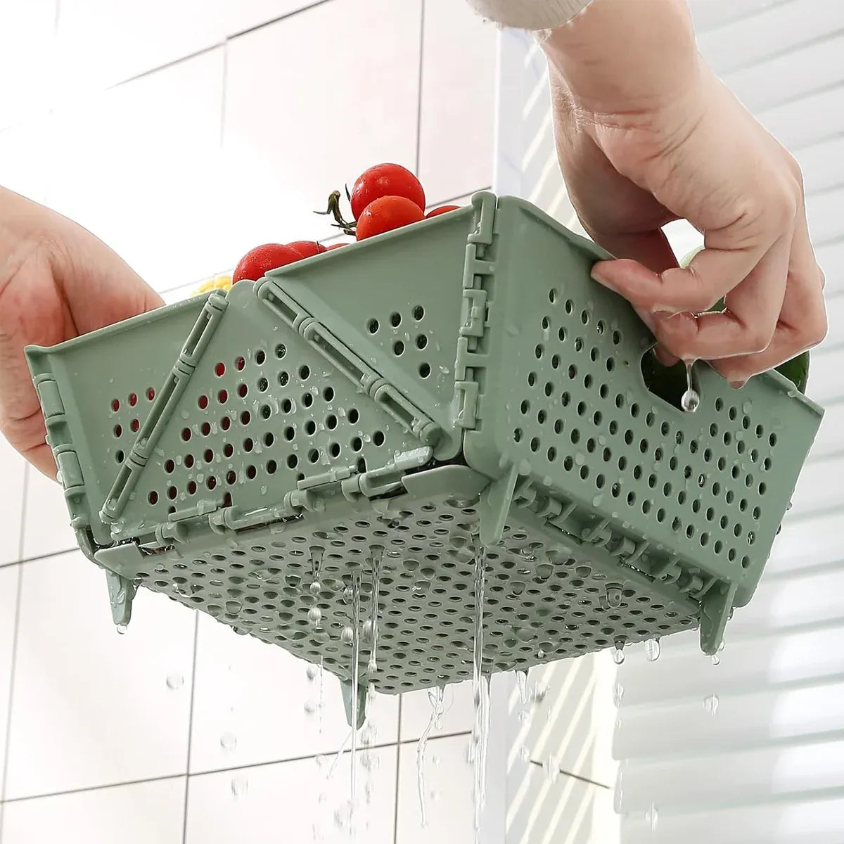 Collapsible Vegetable Washing Basket Foldable for Kitchen Sink