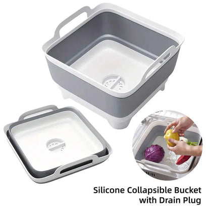 Folding Basket Kitchen Washbasin Draining Basket Portable Vegetable Storage