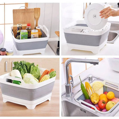 Folding Basket Kitchen Washbasin Draining Basket Portable Vegetable Storage