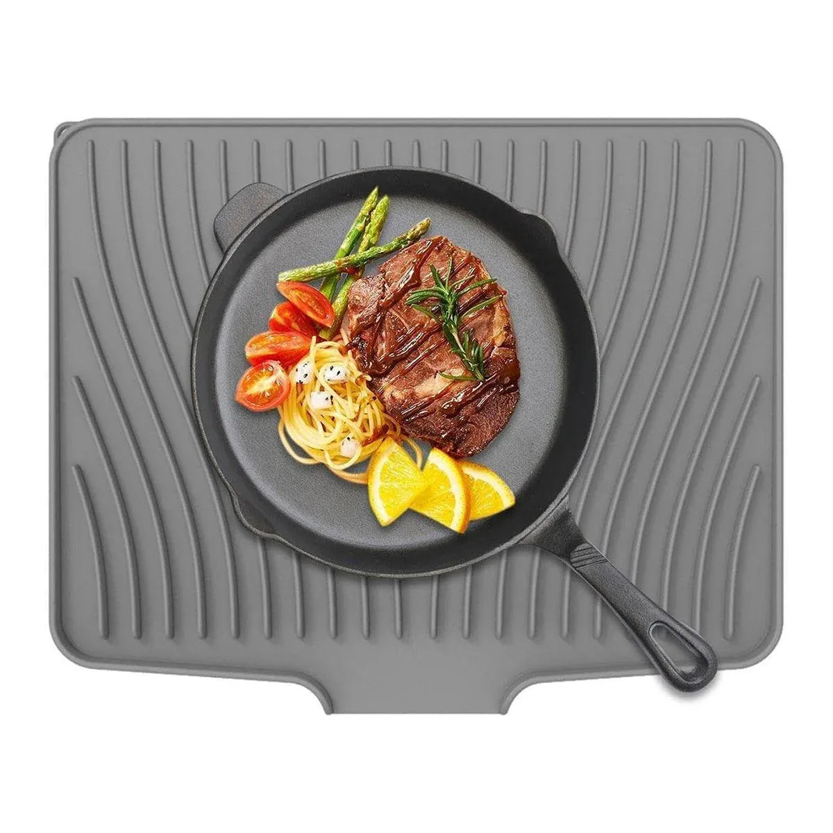 Silicone Dish Drying Mat Heat Resistant Draining Slope Pad for Kitchen Counter - Green