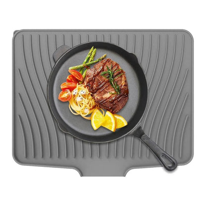 Silicone Dish Drying Mat Heat Resistant Draining Slope Pad for Kitchen Counter - Green