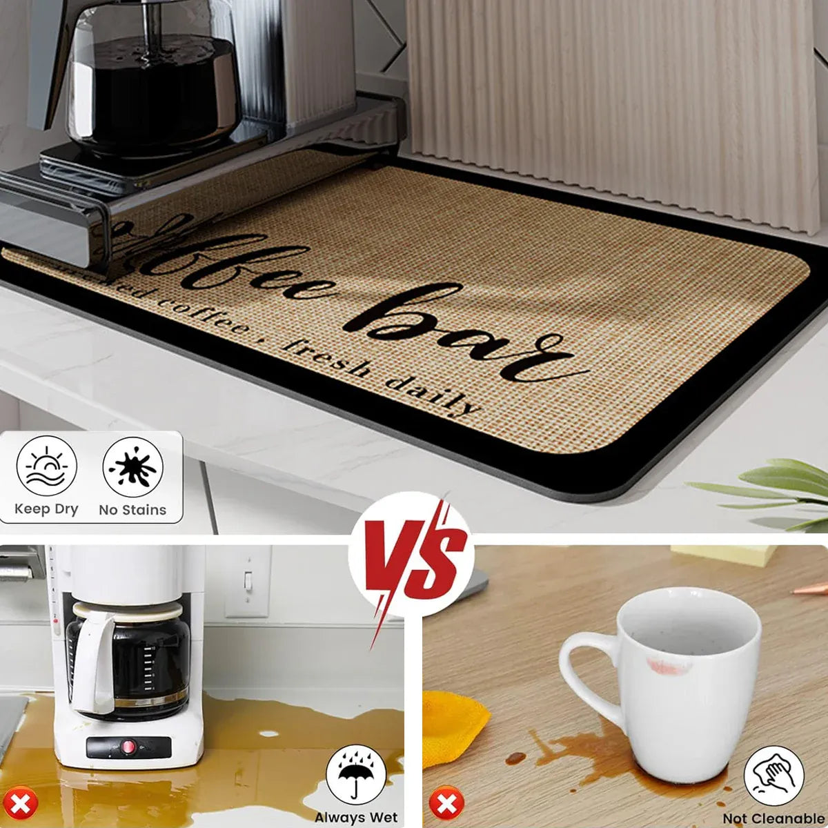 Super Draining Dish Drying Mat Quick Dry Coffee Kitchen Bathroom Tableware Pad - Luck