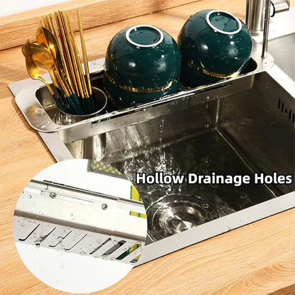 Retractable Kitchen Sink Draining Rack Water Filter Basket Storage Shelf Home - Silver
