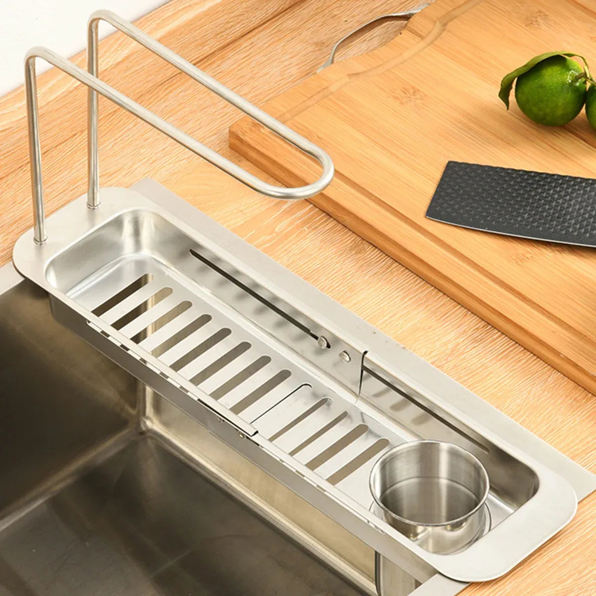 Retractable Kitchen Sink Draining Rack Water Filter Basket Storage Shelf Home - Silver