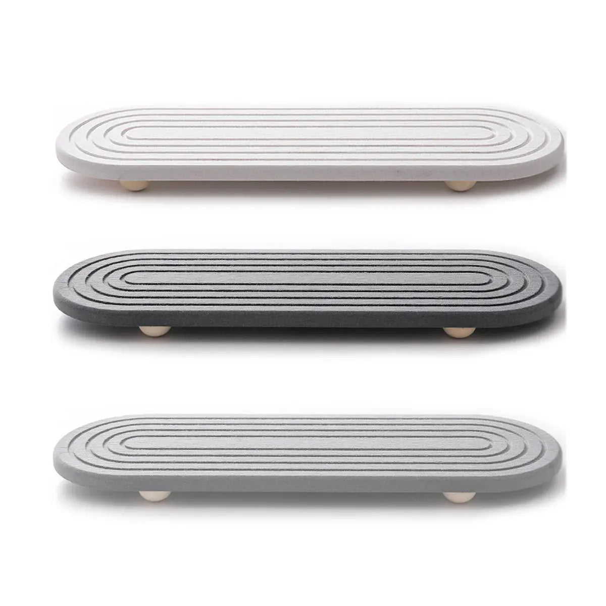 Nordic Diatomaceous Earth Tray Bathroom Sink Drying Mat 30x10cm - Grey