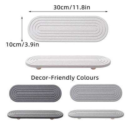Nordic Diatomaceous Earth Tray Bathroom Sink Drying Mat 30x10cm - Grey