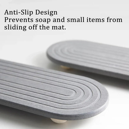 Nordic Diatomaceous Earth Tray Bathroom Sink Drying Mat 30x10cm - Grey