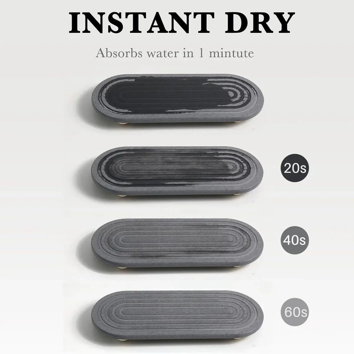 Nordic Diatomaceous Earth Tray Bathroom Sink Drying Mat 30x10cm - Grey