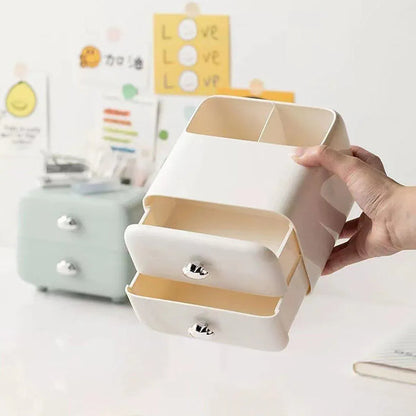 Multifunctional Desktop Organizer Storage Drawer Box for Office and Study Desks - Beige