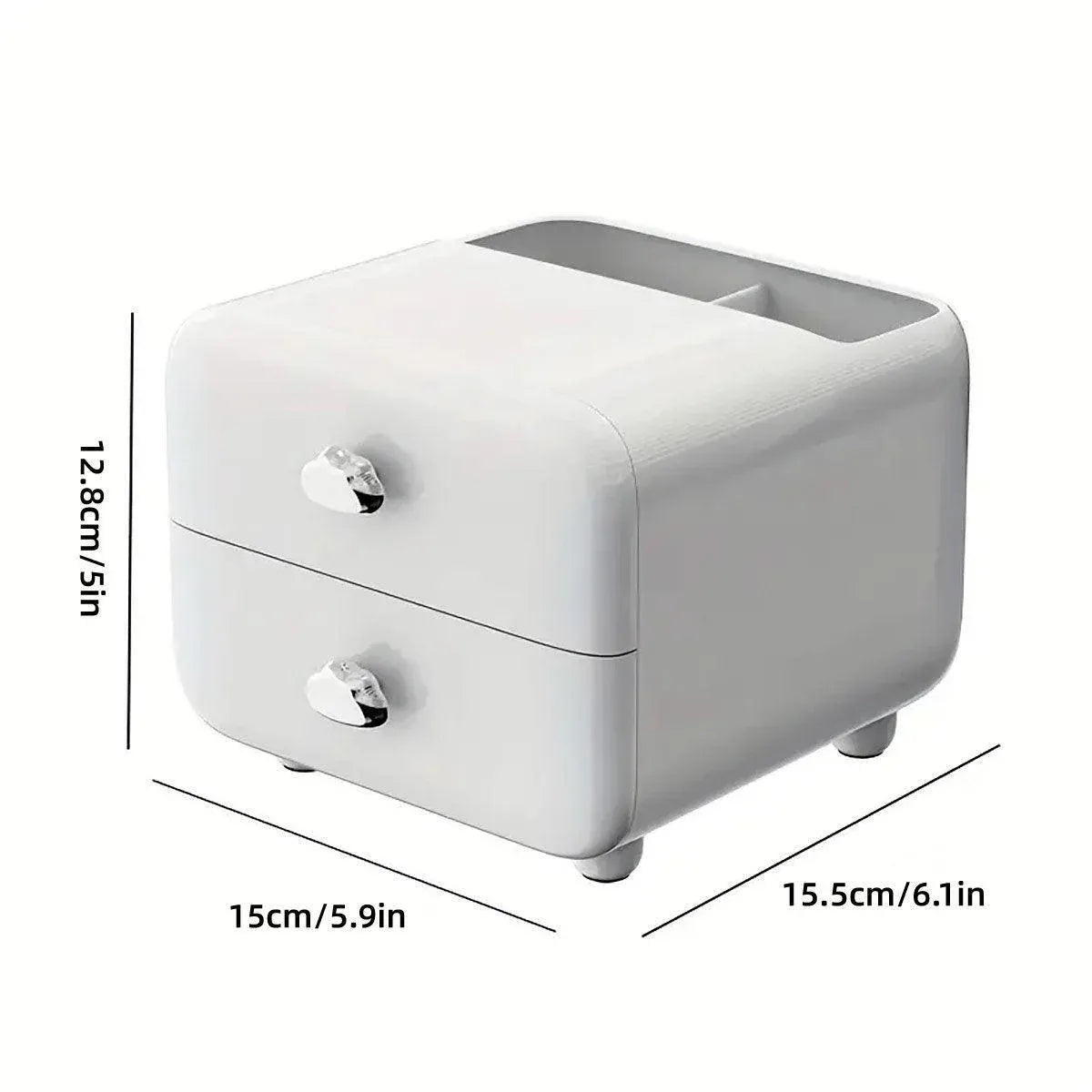 Multifunctional Desktop Organizer Storage Drawer Box for Office and Study Desks - White