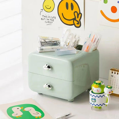 Multifunctional Desktop Organizer Storage Drawer Box for Office and Study Desks - White
