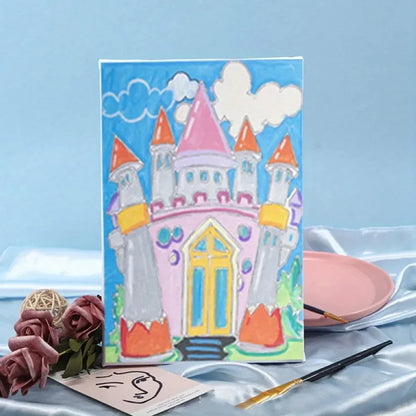 Mini Painting Easel Set DIY Art Kit with Small Canvas Frame Brush and Drawing Board