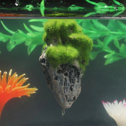 Artificial Floating Stone Pumice with Moss Aquarium Decoration Aquatic Landscape - M
