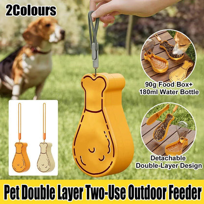 Portable Pet Water Bottle Outdoor Feeder Dual Purpose Drinking Travel Use - Orange