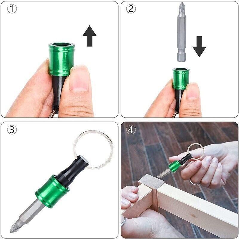 6PCS Hex Shank Screwdriver Bit Holder Extension Bar Driver Keyring