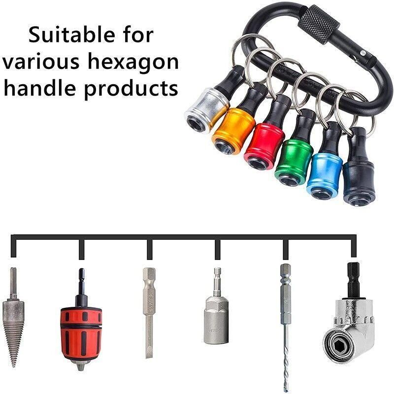6PCS Hex Shank Screwdriver Bit Holder Extension Bar Driver Keyring
