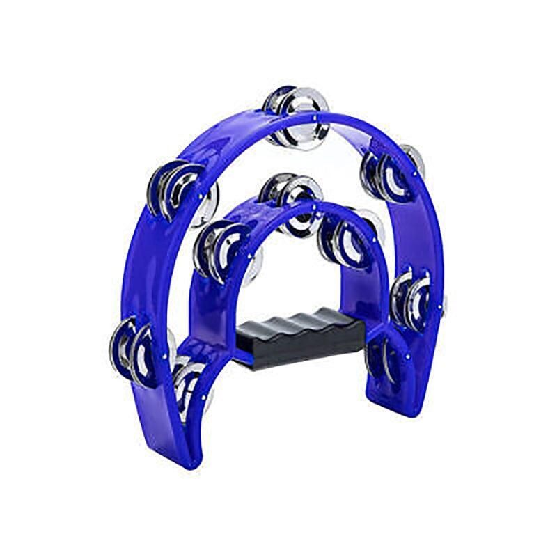Double Half Moon Tambourine Handheld Musical Percussion Instrument Bell Drum - Blue