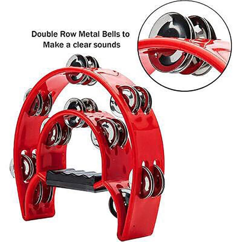 Double Half Moon Tambourine Handheld Musical Percussion Instrument Bell Drum - Blue