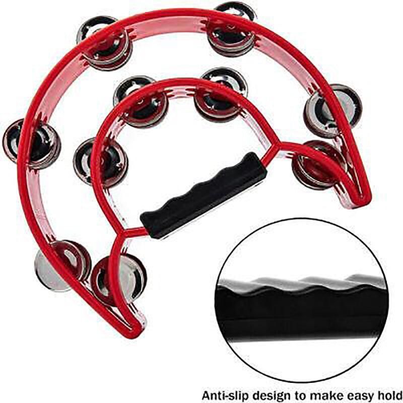 Double Half Moon Tambourine Handheld Musical Percussion Instrument Bell Drum - Blue
