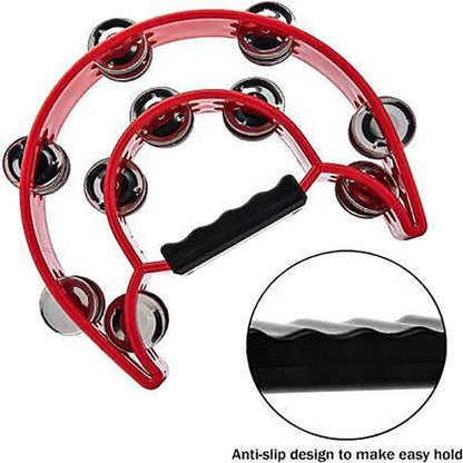 Double Half Moon Tambourine Handheld Musical Percussion Instrument Bell Drum - Blue