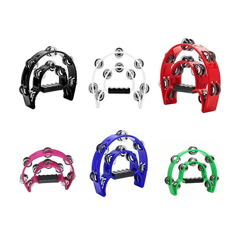 Double Half Moon Tambourine Handheld Musical Percussion Instrument Bell Drum - Green