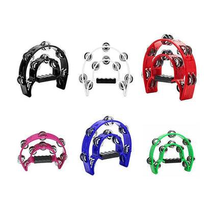 Double Half Moon Tambourine Handheld Musical Percussion Instrument Bell Drum - Green
