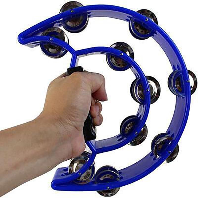 Double Half Moon Tambourine Handheld Musical Percussion Instrument Bell Drum - Green