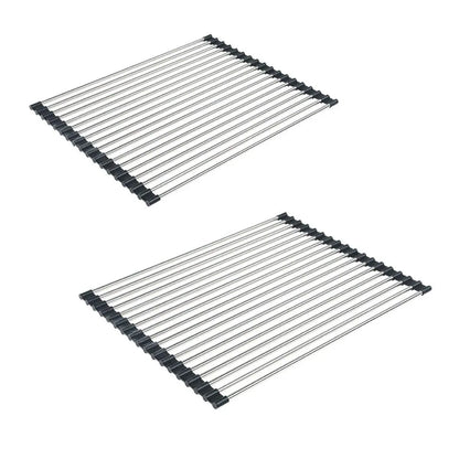 Multifunctional Stainless Steel Draining Rack Folding Sink Organizer for Kitchen - 580 x 400mm