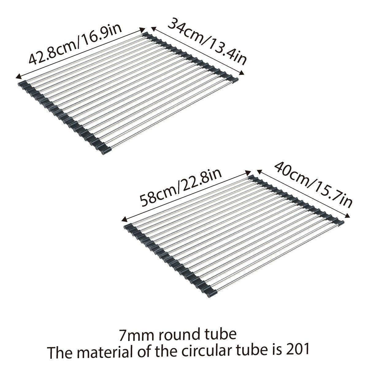 Multifunctional Stainless Steel Draining Rack Folding Sink Organizer for Kitchen - 580 x 400mm