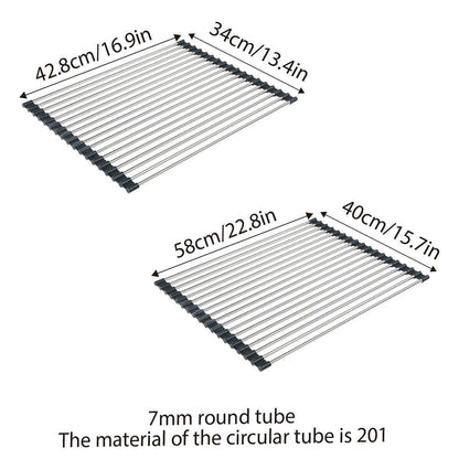 Multifunctional Stainless Steel Draining Rack Folding Sink Organizer for Kitchen - 580 x 400mm
