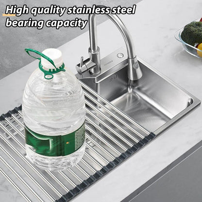Multifunctional Stainless Steel Draining Rack Folding Sink Organizer for Kitchen - 580 x 400mm