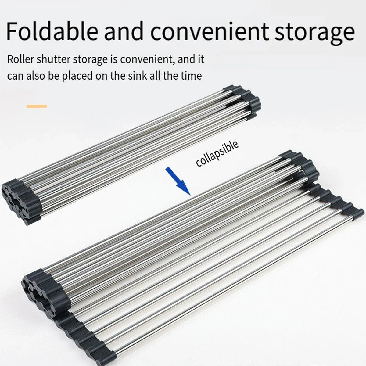 Multifunctional Stainless Steel Draining Rack Folding Sink Organizer for Kitchen - 580 x 400mm