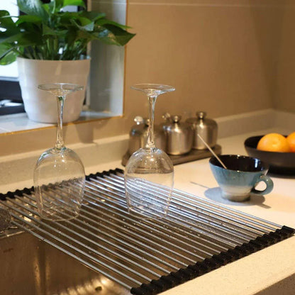 Multifunctional Stainless Steel Draining Rack Folding Sink Organizer for Kitchen - 580 x 400mm