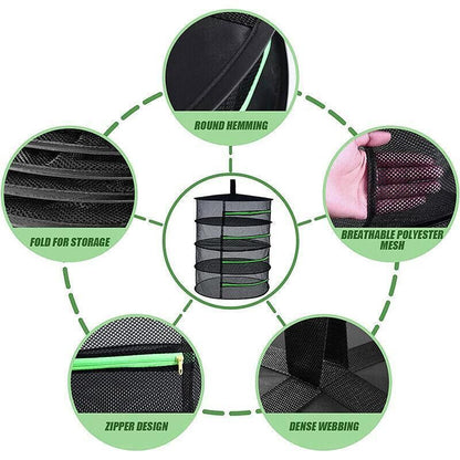2-8 Tier Drying Net Large Shelf Hydroponic Hanging Grow Herb Plant Dry - 6 Layers