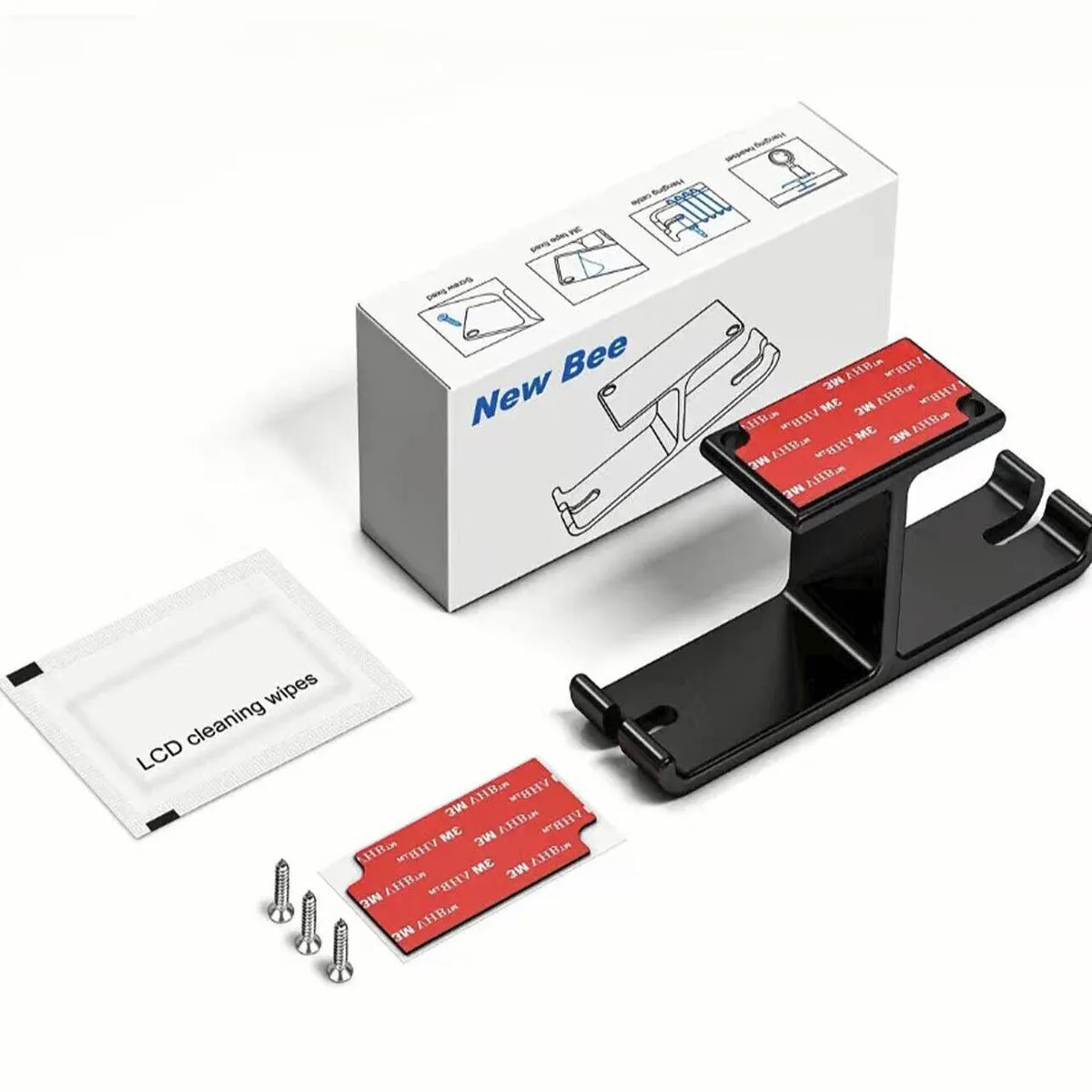 Universal Dj Headphone Pc Hanger Hook Tape Under Desk Dual Headset Mount Holder - Black