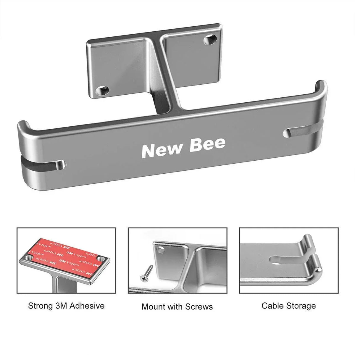 Universal Dj Headphone Pc Hanger Hook Tape Under Desk Dual Headset Mount Holder - Silver