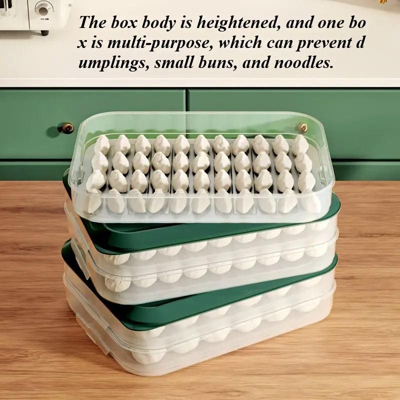 3/4 Layer Large Capacity Dumpling Box Sealed Fresh Wonton Storage Container - Green-4 Layer