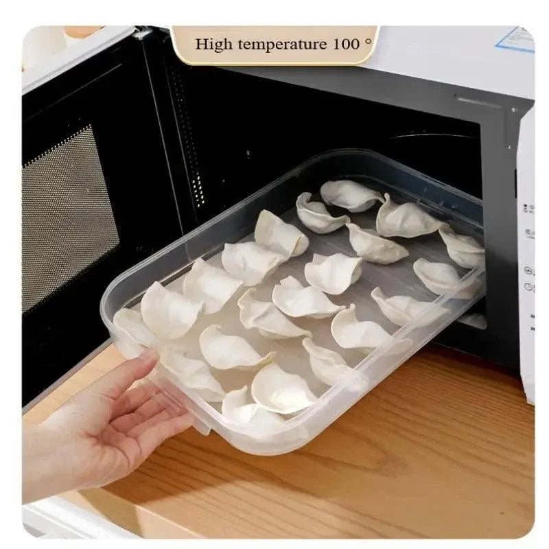 3/4 Layer Large Capacity Dumpling Box Sealed Fresh Wonton Storage Container - Green-4 Layer