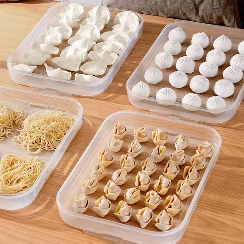 3/4 Layer Large Capacity Dumpling Box Sealed Fresh Wonton Storage Container - Green-4 Layer