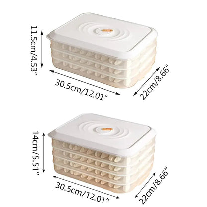 3/4 Layer Large Capacity Dumpling Box Sealed Fresh Wonton Storage Container - White-4 Layer