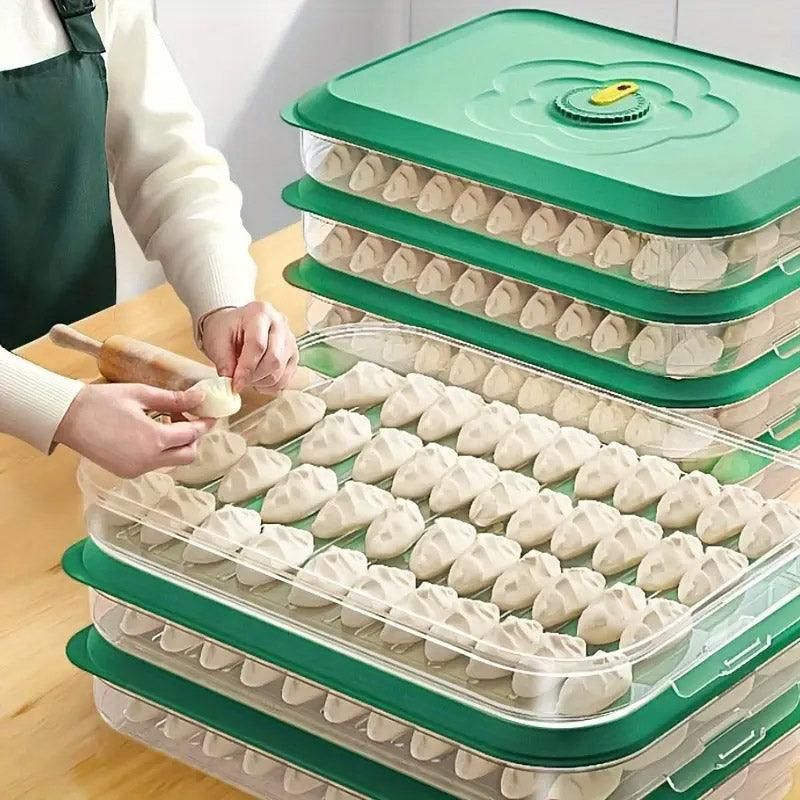 3/4 Layer Large Capacity Dumpling Box Sealed Fresh Wonton Storage Container - White-4 Layer