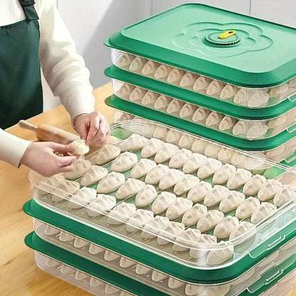 3/4 Layer Large Capacity Dumpling Box Sealed Fresh Wonton Storage Container - White-4 Layer