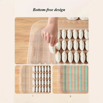3/4 Layer Large Capacity Dumpling Box Sealed Fresh Wonton Storage Container - White-4 Layer