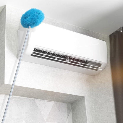 Extendable and Assembled Ceiling Duster Round Brush Dust Sweeper Cleaning Tool - Blue