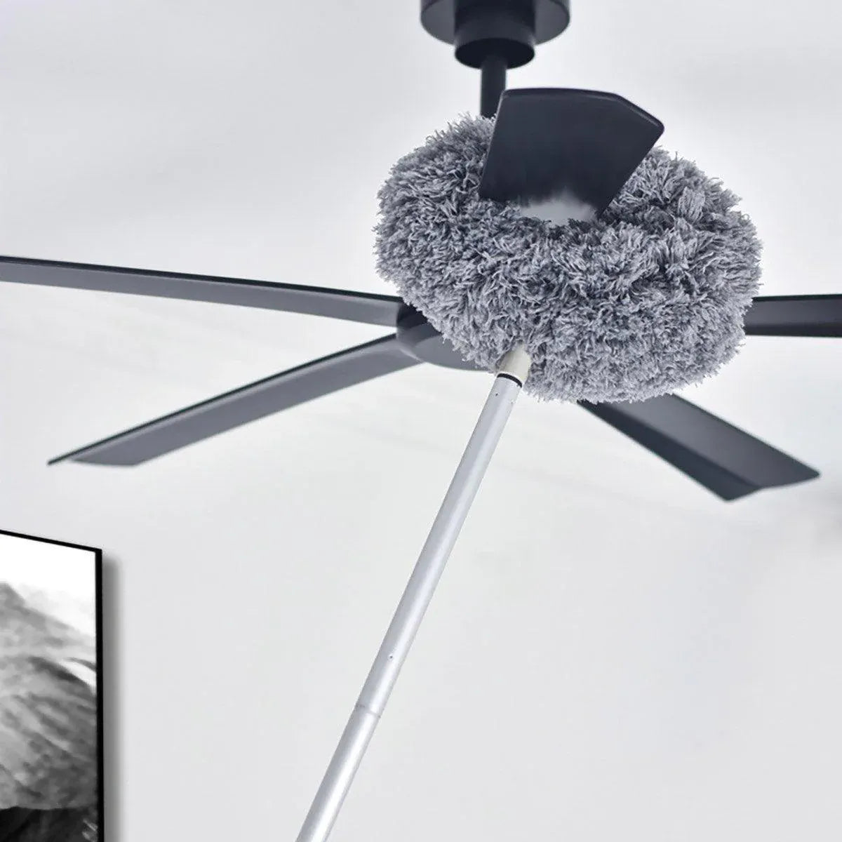 Extendable and Assembled Ceiling Duster Round Brush Dust Sweeper Cleaning Tool - Blue